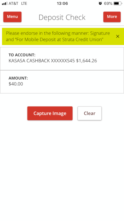 Remote Deposit Checks through the Strata CU Mobile App!